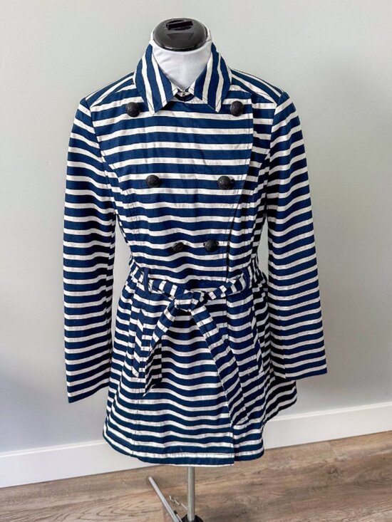 Express Striped Fit and Flare Trench Coat - Picture 2 of 12